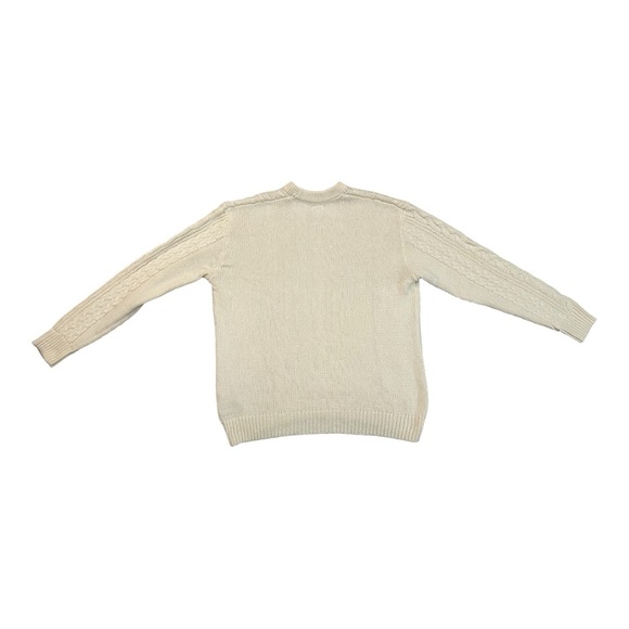 ❄️H&M Men’s Cream Pullover Sweater Size M Like New Condition Oversized Length - Picture 2 of 4